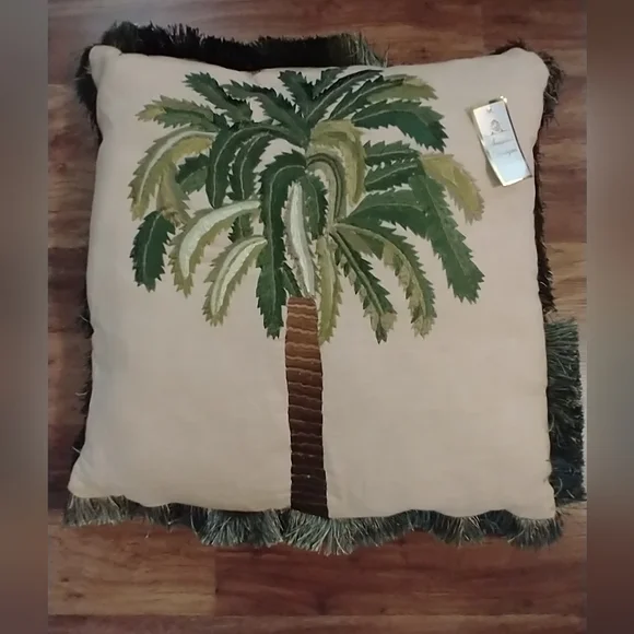 NWT Silk embroidered on linen/Cotton Fringe trim pillows - Picture 4 of 12